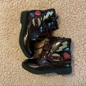 Little girls size 11 zip up combat boots